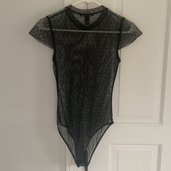 Forever 21 Mesh Polka Dot Bodysuit Small - Picture 4 of 5